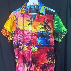 Hawaiian Men’s Shirt (M) Colorful Tropical